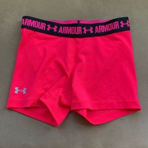Hot pink Under Armor compression shorts- WORN ONCE